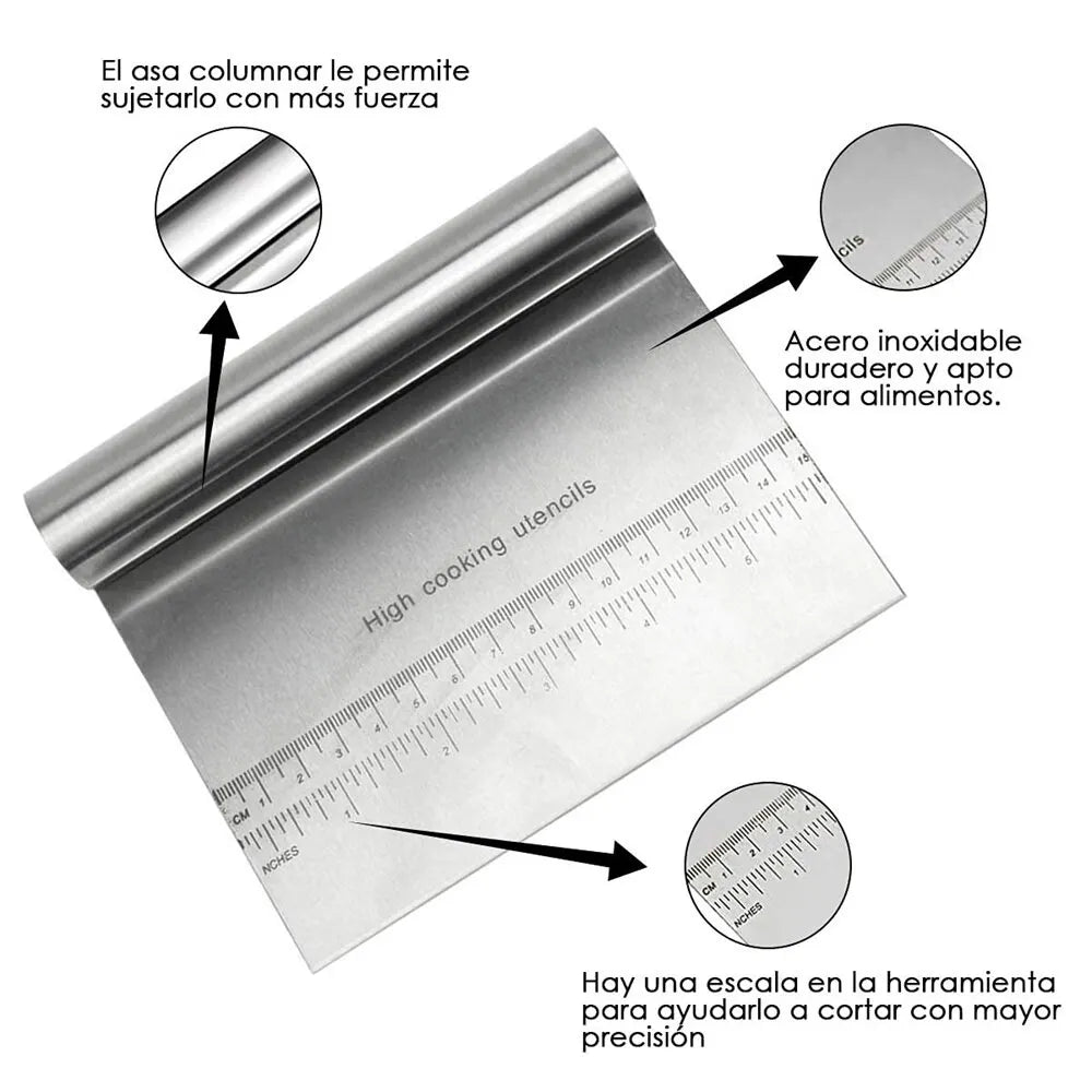 Aço inoxidável massa raspador pastelaria cortador de pizza picador com escala de medição bolo multiuso pão separador escala faca 