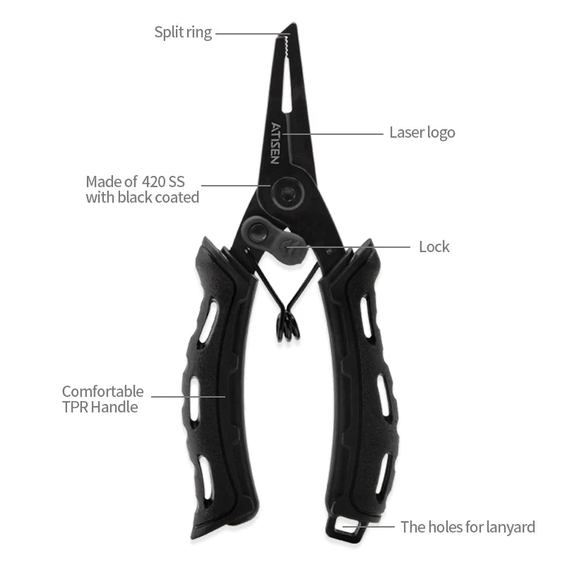 Pinça de pesca de aço inoxidável, ferramenta profissional de captura de lábios de pesca, clipe de captura de peixes, equipamento de controle de peixes 