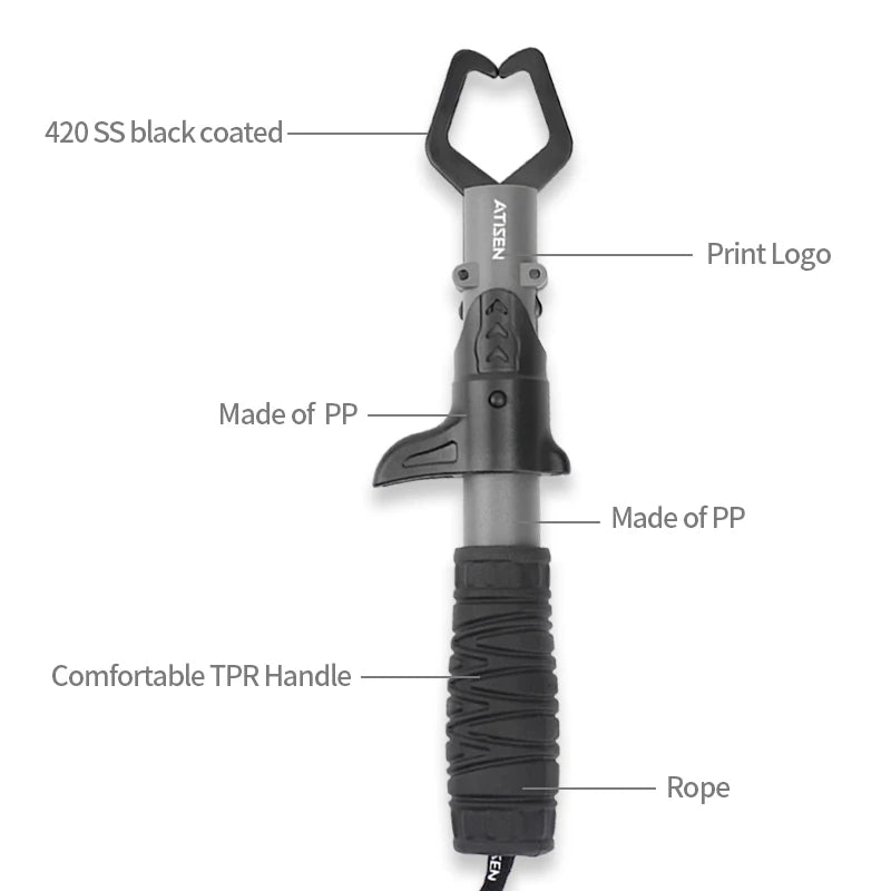 Pinça de pesca de aço inoxidável, ferramenta profissional de captura de lábios de pesca, clipe de captura de peixes, equipamento de controle de peixes 