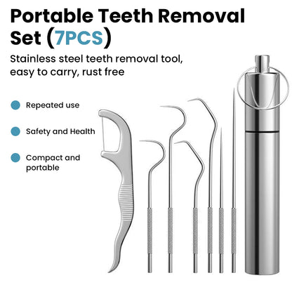 Artefacto de palillo de dientes de acero inoxidable, juego de ganchillo dental, herramienta de selección dental, artefacto de tapón dental, aguja de hilo dental portátil 