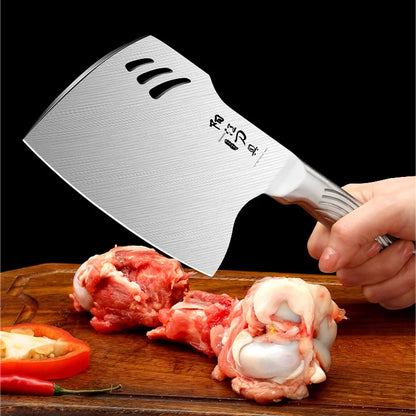 Cuchillo de cocina de acero inoxidable para cortar huesos, herramienta de corte, espessado y ponderado, comercial de alta dureza 