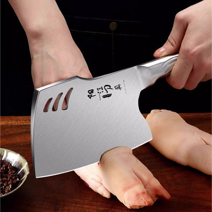 Cuchillo de cocina de acero inoxidable para cortar huesos, herramienta de corte, espessado y ponderado, comercial de alta dureza 