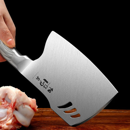 Cuchillo de cocina de acero inoxidable para cortar huesos, herramienta de corte, espessado y ponderado, comercial de alta dureza 