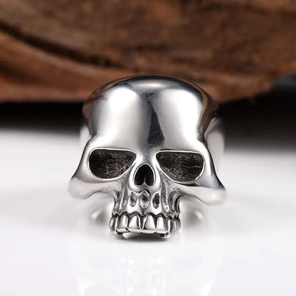 Stainless Steel Men's Cool Skull Head Solid Ring Punk New Alloy Metal