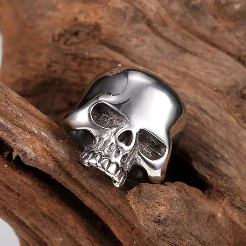 Stainless Steel Men's Cool Skull Head Solid Ring Punk New Alloy Metal