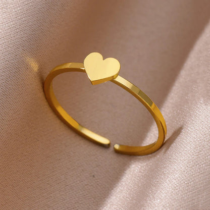 Stainless Steel Rings For Women Men Gold Color Hollow Wide Open Ring Female Male Engagement Wedding Party Finger Jewelry 2024 Leedoar