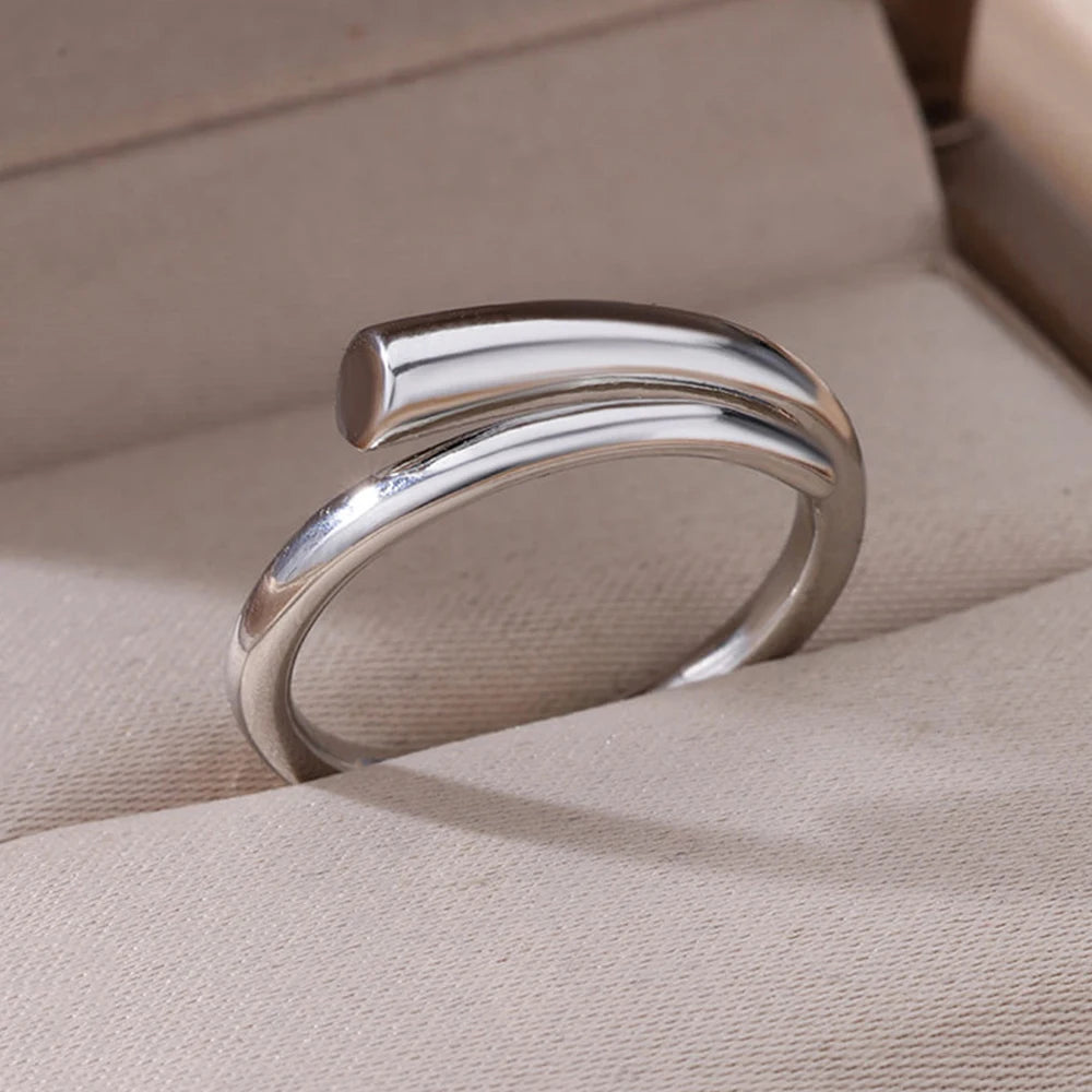 Stainless Steel Rings For Women Men Gold Color Hollow Wide Open Ring Female Male Engagement Wedding Party Finger Jewelry 2024 Leedoar