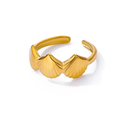 Anillos de concha de acero inoxidable para mujeres y niñas, anillo de dedo estético de color dorado, tendencia 2024, joyería de boda de verano, regalo de playa, Bague 