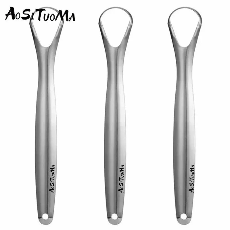 Raspador de lengua de acero inoxidable: limpiador de lengua portátil para adultos: elimina eficazmente las bacterias y la placa, fácil de usar y limpiar 