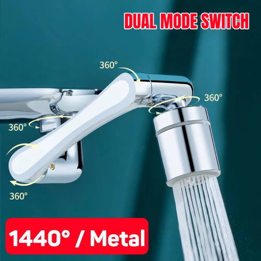 Stainless steel Universal 1440 °Swivel Robotic Arm Swivel Extension Faucet Aerator Kitchen Sink Faucet Extender 2Water Flow Mode Leedoar