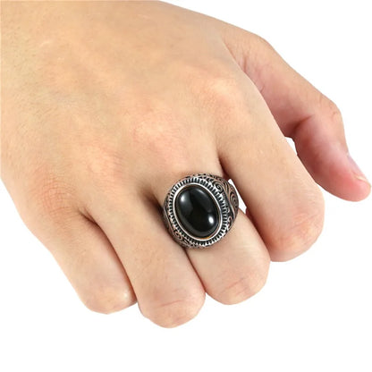 Stone Eye Ring 316L Stainless Steel Jewelry Vintage Fashion Band Party Men Biker Rings