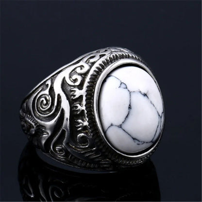 Stone Eye Ring 316L Stainless Steel Jewelry Vintage Fashion Band Party Men Biker Rings