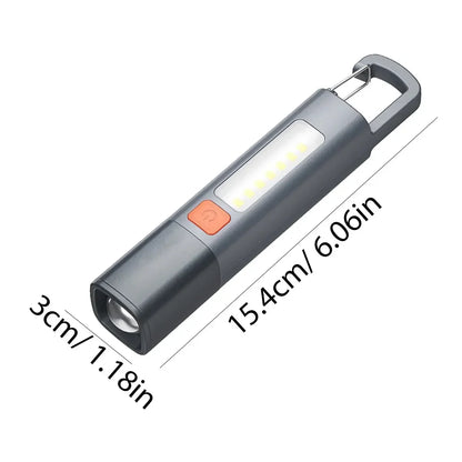 Linterna ABS de gran potencia y fuerte carga USB, portátil, para exteriores, pequeña linterna colgante para acampar, foco telescópico, lámpara lateral COB 