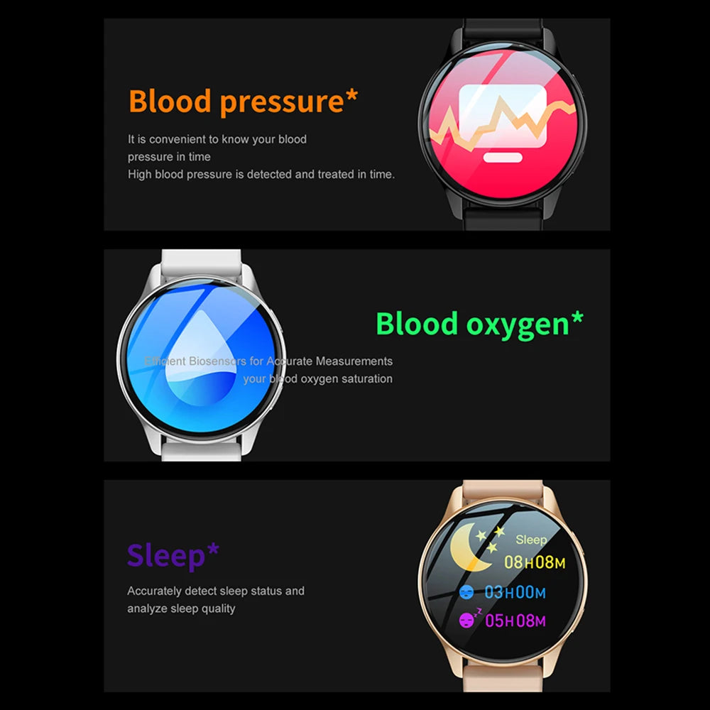 Reloj inteligente con estilo, reloj inteligente redondo completo con llamadas Bluetooth, reloj inteligente para hombres y mujeres, pulseras de fitness DIY con caras para iOS y Android 