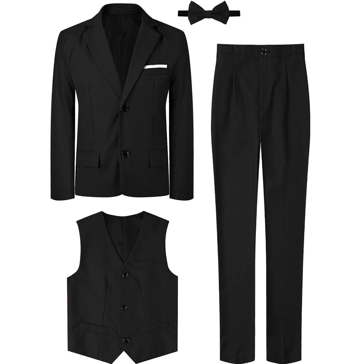 Suit for Kids Boys Wedding Formal Outfit Set Children Gentleman Ring Bearer Clothings Perform Tuxedo Vest + Pants + Blazer 3PCS