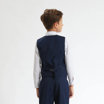 Suit for Kids Boys Wedding Formal Outfit Set Children Gentleman Ring Bearer Clothings Perform Tuxedo Vest + Pants + Blazer 3PCS