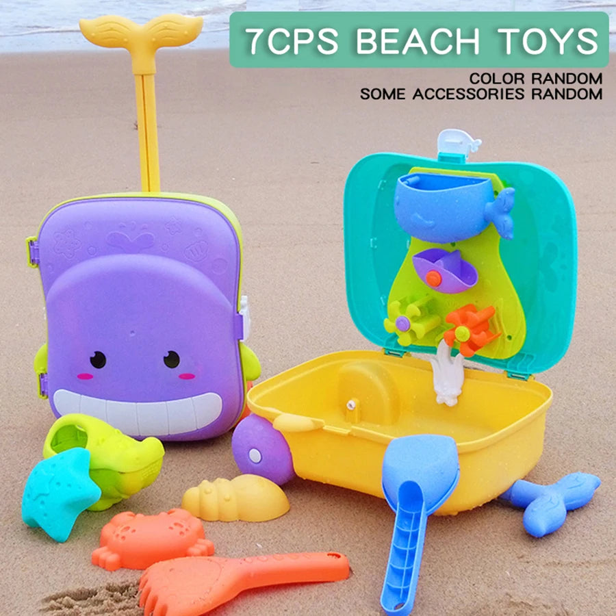 Summer Beach Sand Play Toys for Kids Luggage Toy Kit Water Toys Sand Bucket Pit Tool Outdoor Toys for Children Boy Girl Gifts Leedoar