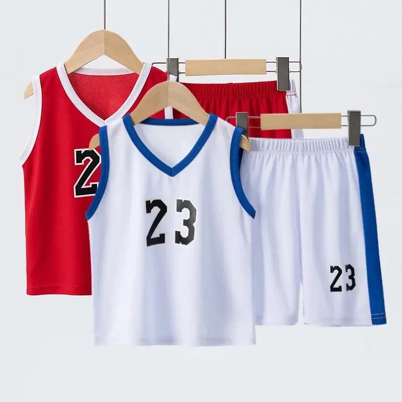 Summer CHILDREN'S Basketball Suit Boys and Girls Sports Vest Shorts Suit 23rd Handsome Boys and Students Vest Suit Leedoar