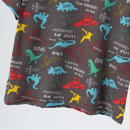 Summer CHILDREN'S Shorts and Short Sleeves 2-piece Cute Dinosaur Home Clothes Boys and Girls Casual Joker Suit. Leedoar