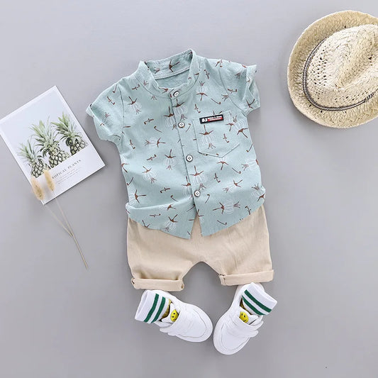 Summer Cotton Baby Boys Clothes suits Fashion Children's girls Shirt with Shorts 2-Piece Sets Leedoar