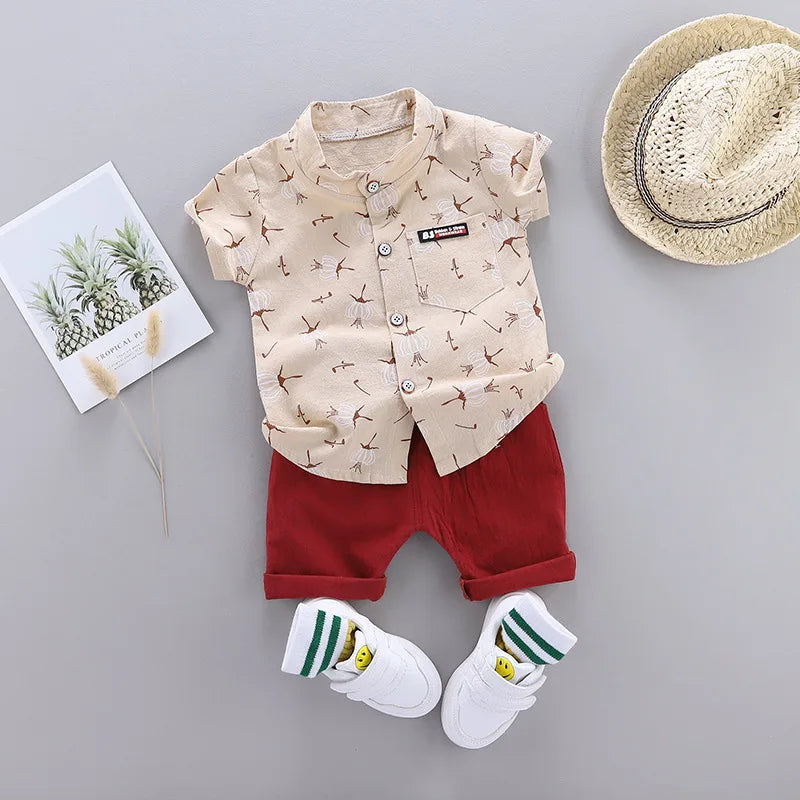 Summer Cotton Baby Boys Clothes suits Fashion Children's girls Shirt with Shorts 2-Piece Sets Leedoar