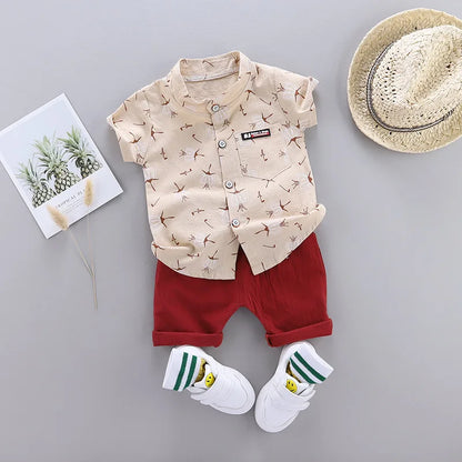 Summer Cotton Baby Boys Clothes suits Fashion Children's girls Shirt with Shorts 2-Piece Sets Leedoar