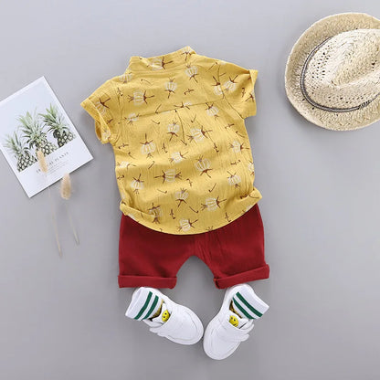 Summer Cotton Baby Boys Clothes suits Fashion Children's girls Shirt with Shorts 2-Piece Sets Leedoar