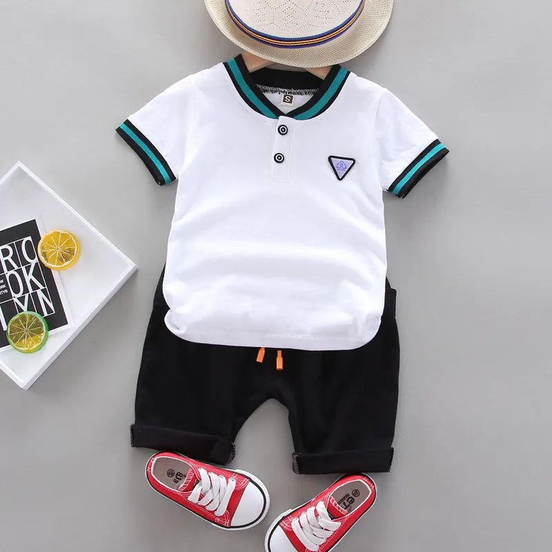 Summer Cotton baby boys Short-sleeved Suits Fashion toddlers girls Polo Clothing suits Casual Leedoar