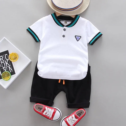 Trajes de algodón de verano para bebés y niños de manga corta, moda para niñas pequeñas, ropa tipo polo, trajes casuales 