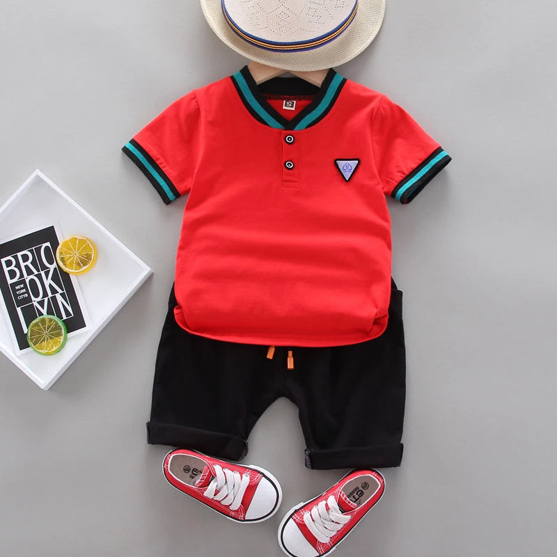 Summer Cotton baby boys Short-sleeved Suits Fashion toddlers girls Polo Clothing suits Casual Leedoar