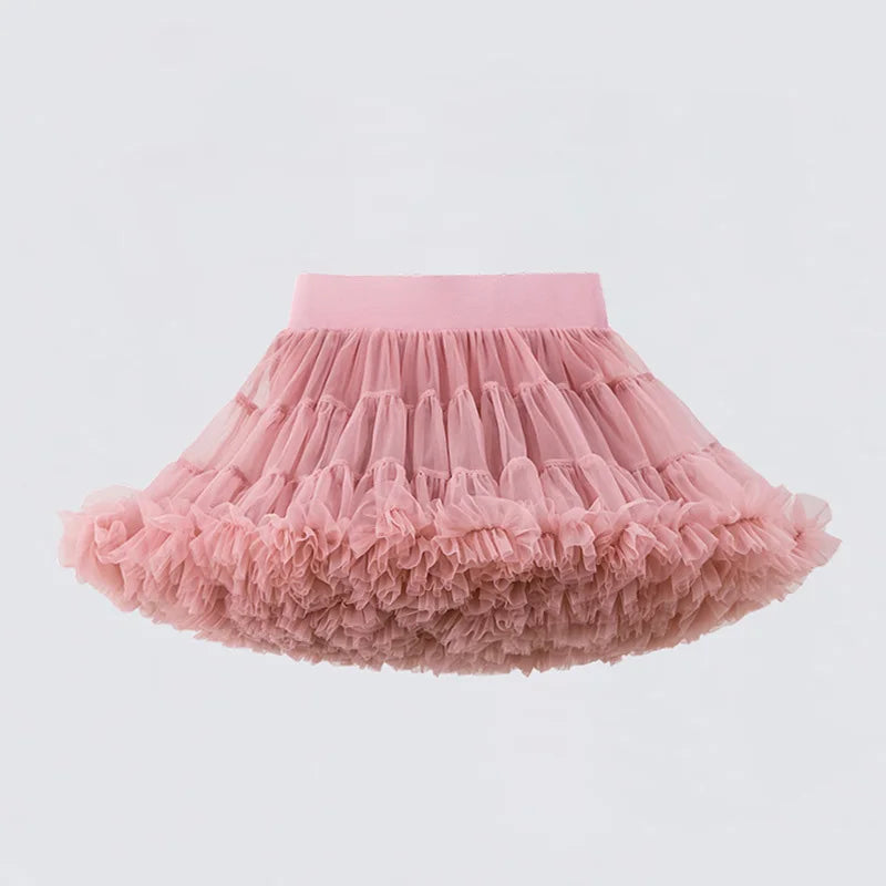 Summer Cute Girls Bustier Skirt And Knee Skirt Mesh Polyester Solid Color Ballet Tutu Skirt Leedoar