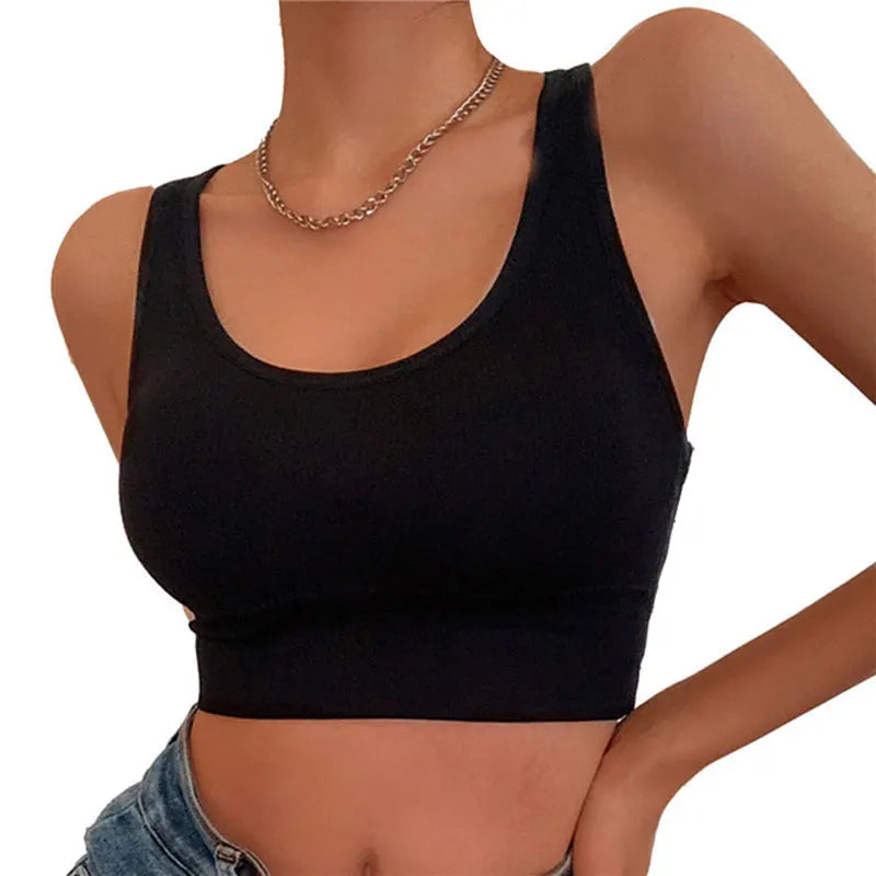 Summer Fashion Sexy Crop Top Women Bra Hollowed Back Cross Strap Yoga Sports Bra Breathable Underwear Female Fitness Vest Leedoar