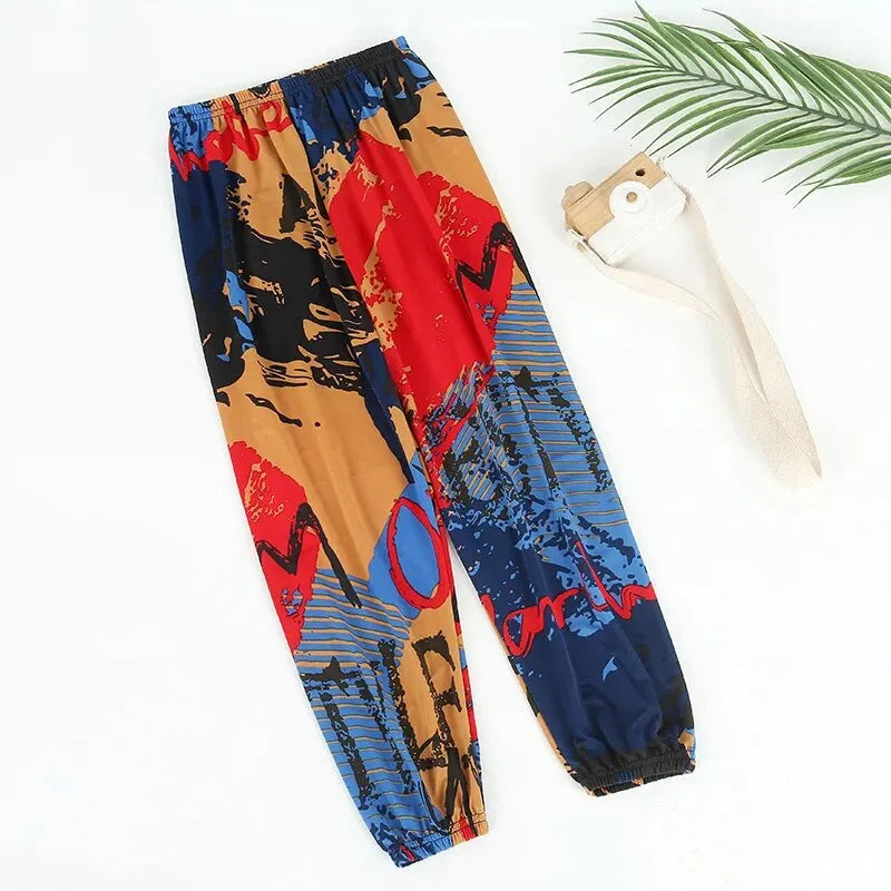 Summer Light CHILDREN'S Mosquito-proof Pants Boys and Girls Casual Joker Pants Elastic Elastic Waist Pants. Leedoar