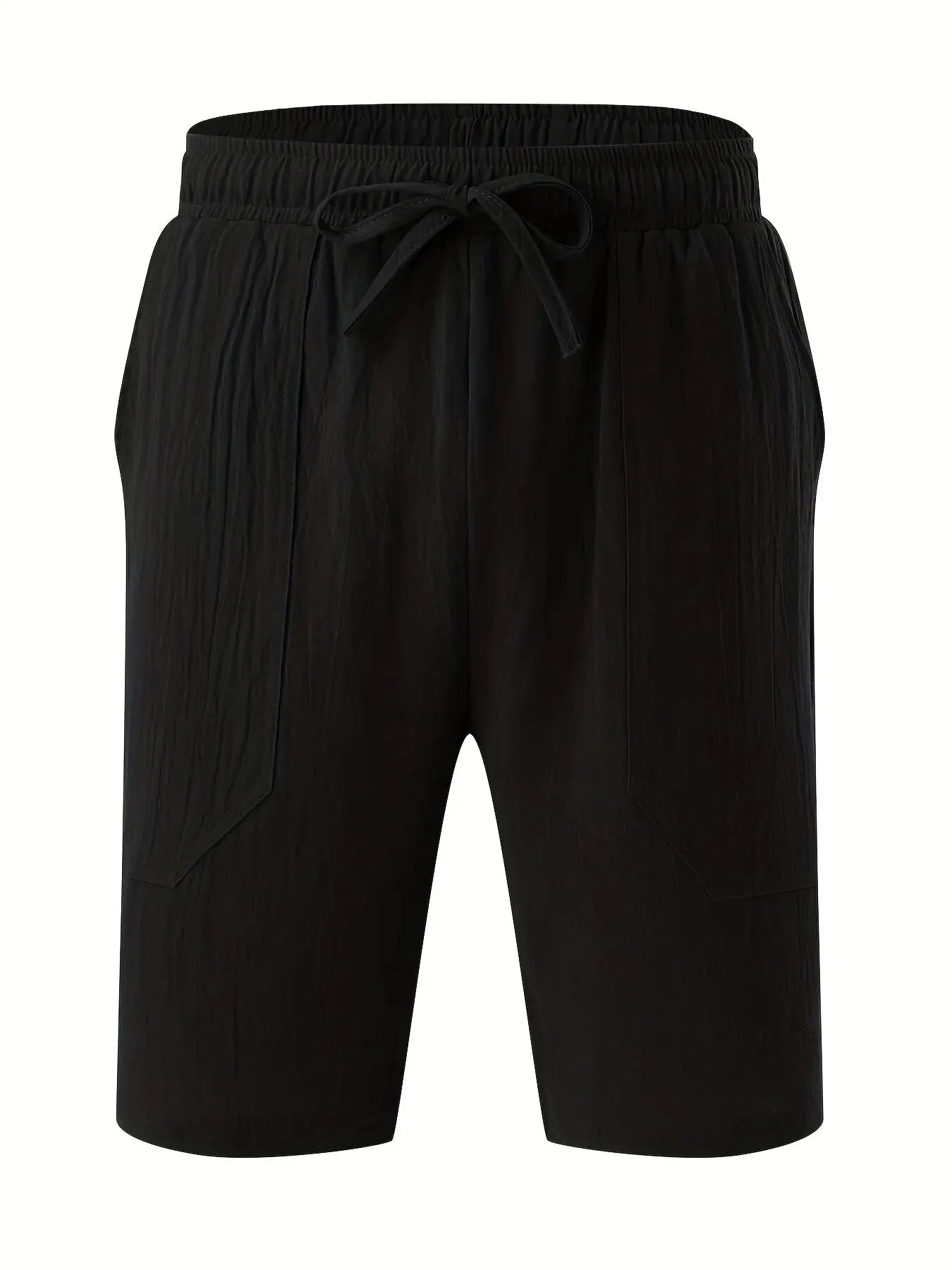 Summer MEN'S Cotton and Linen Shorts Drawstring Elastic Waist Straight Leg Solid Color Breathable Daily Beach Five Casual Pants Leedoar