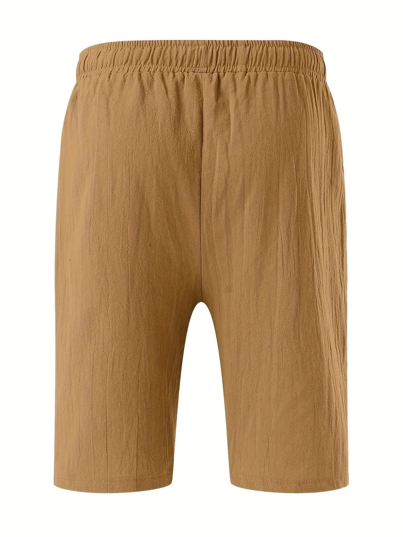 Summer MEN'S Cotton and Linen Shorts Drawstring Elastic Waist Straight Leg Solid Color Breathable Daily Beach Five Casual Pants Leedoar