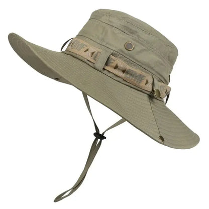 Summer Men Bucket Hat Outdoor UV Protection Wide Brim Panama Safari Hunting Hiking Hat Mesh Fisherman Hat Beach Sunscreen Cap Leedoar