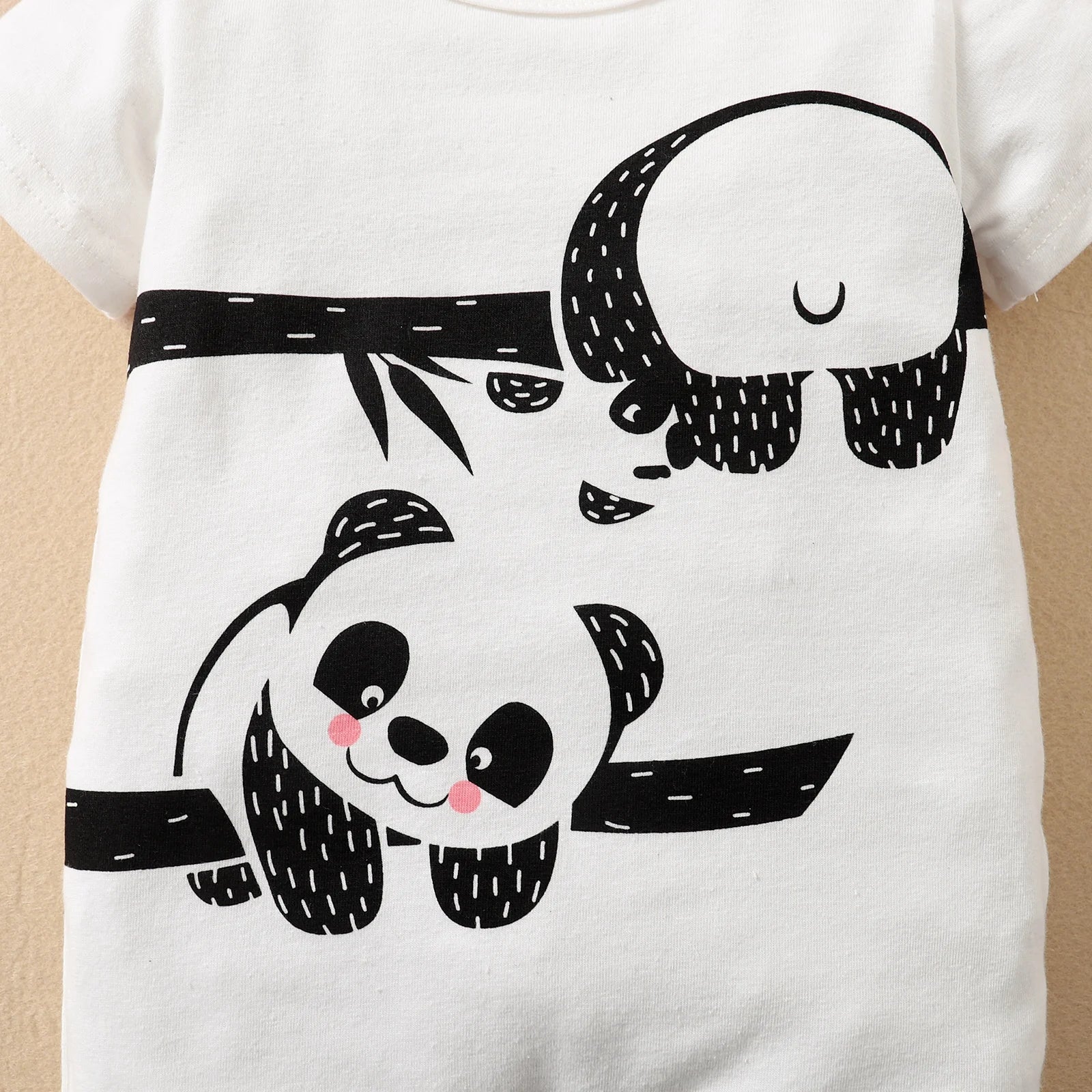 Summer Newborn Infant 0-1 Years Old Baby Boys Girls Romper Short Sleeve Panda Print Baby Clothing Leedoar