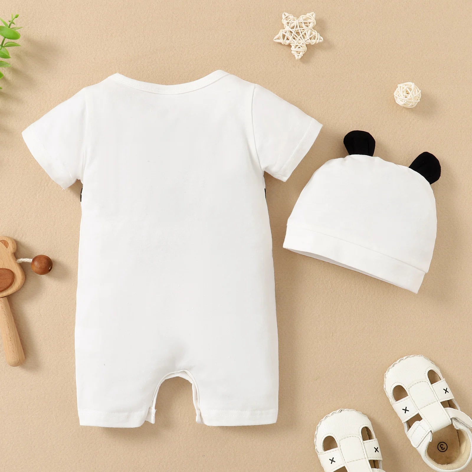 Summer Newborn Infant 0-1 Years Old Baby Boys Girls Romper Short Sleeve Panda Print Baby Clothing Leedoar