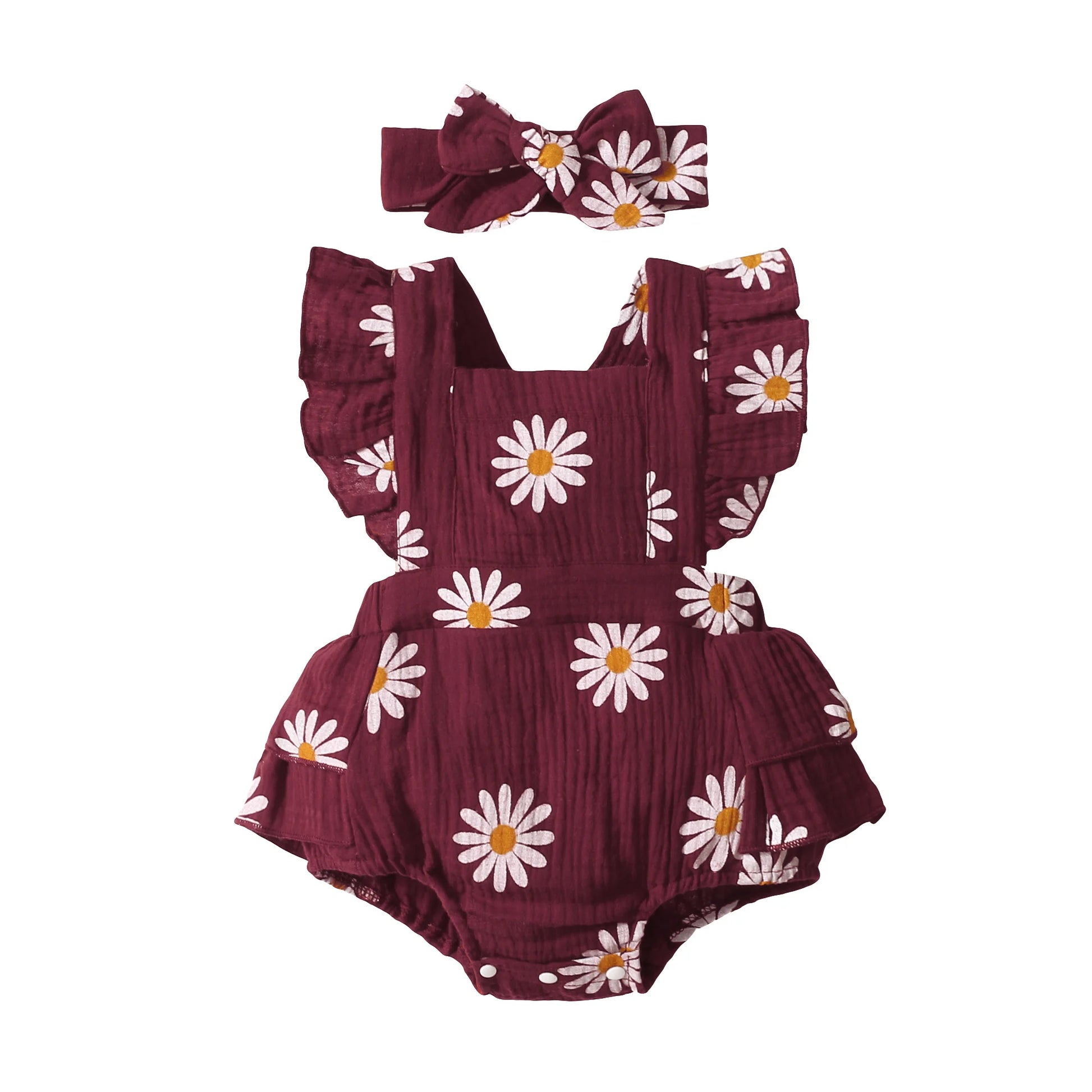 Summer Newborn Infant 0-18Month Baby Girls Romper Sunflower Print Sleeveless Cute Kids Onepiece Jumpsuit Leedoar