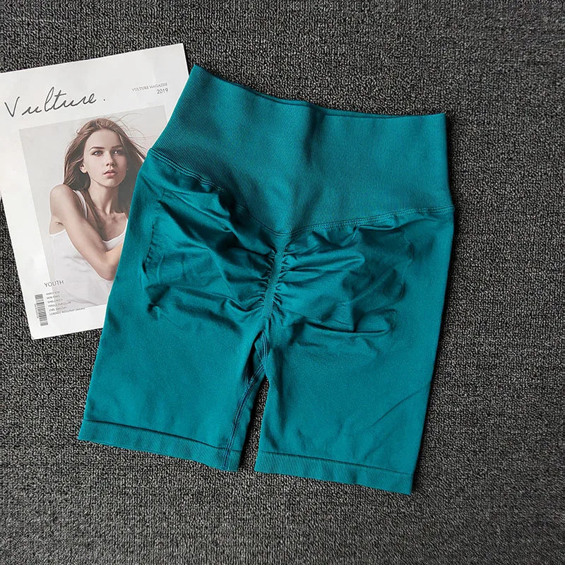 Summer Seamless Yoga Shorts High Waist Workout Shorts Women Sexy Booty Tummy Control Gym Leggings Breathable Running Shorts Leedoar