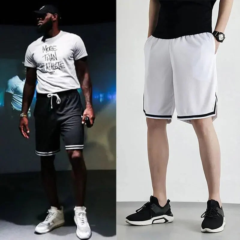 Summer Sports Shorts Men's Casual Five-point Pants Trend Loose Basketball Outer Wear Big Pants Pants Mesh Thin Section Leedoar