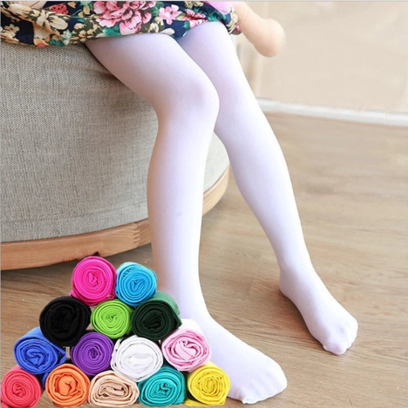 Summer Spring Candy Color Kids Pantyhose Ballet Dance Tights for Girls Stocking Children Velvet Solid White Pantyhose Leedoar