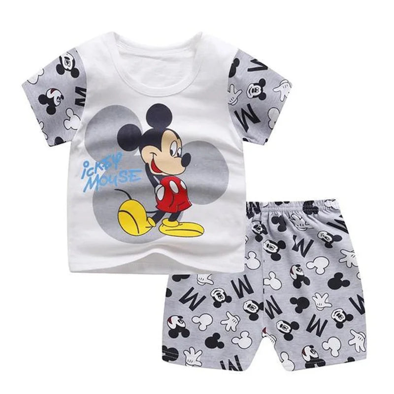 Summer T-shirt Shorts Children's Short Sleeve Set Cotton Tees Pants Tracksuits Boys And Girls Babies Clothes Casual Two Piece Leedoar