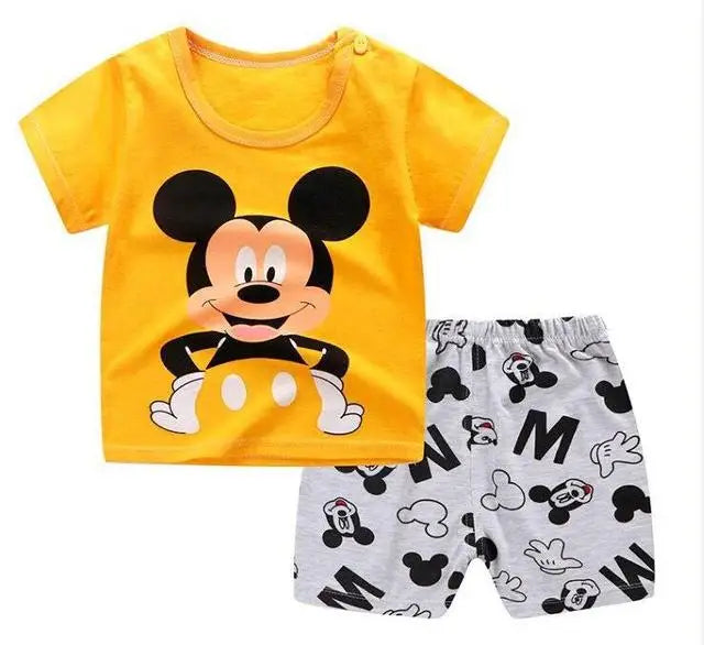 Summer T-shirt Shorts Children's Short Sleeve Set Cotton Tees Pants Tracksuits Boys And Girls Babies Clothes Casual Two Piece Leedoar