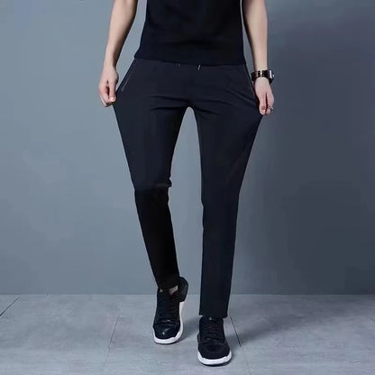 Summer new men's casual pants slim Korean ice silk pants Jin round thin sports pants straight tube quick drying pants Leedoar