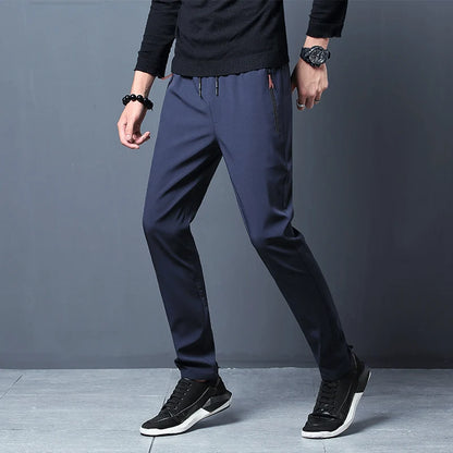 Summer new men's casual pants slim Korean ice silk pants Jin round thin sports pants straight tube quick drying pants Leedoar