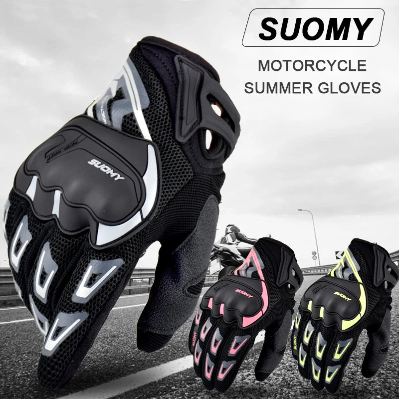 Suomy Motorcycle Gloves Summer Mesh Breathable Moto Gloves Men Women Touch Screen Motocross Gloves Touch Screen Cycling Gloves Leedoar