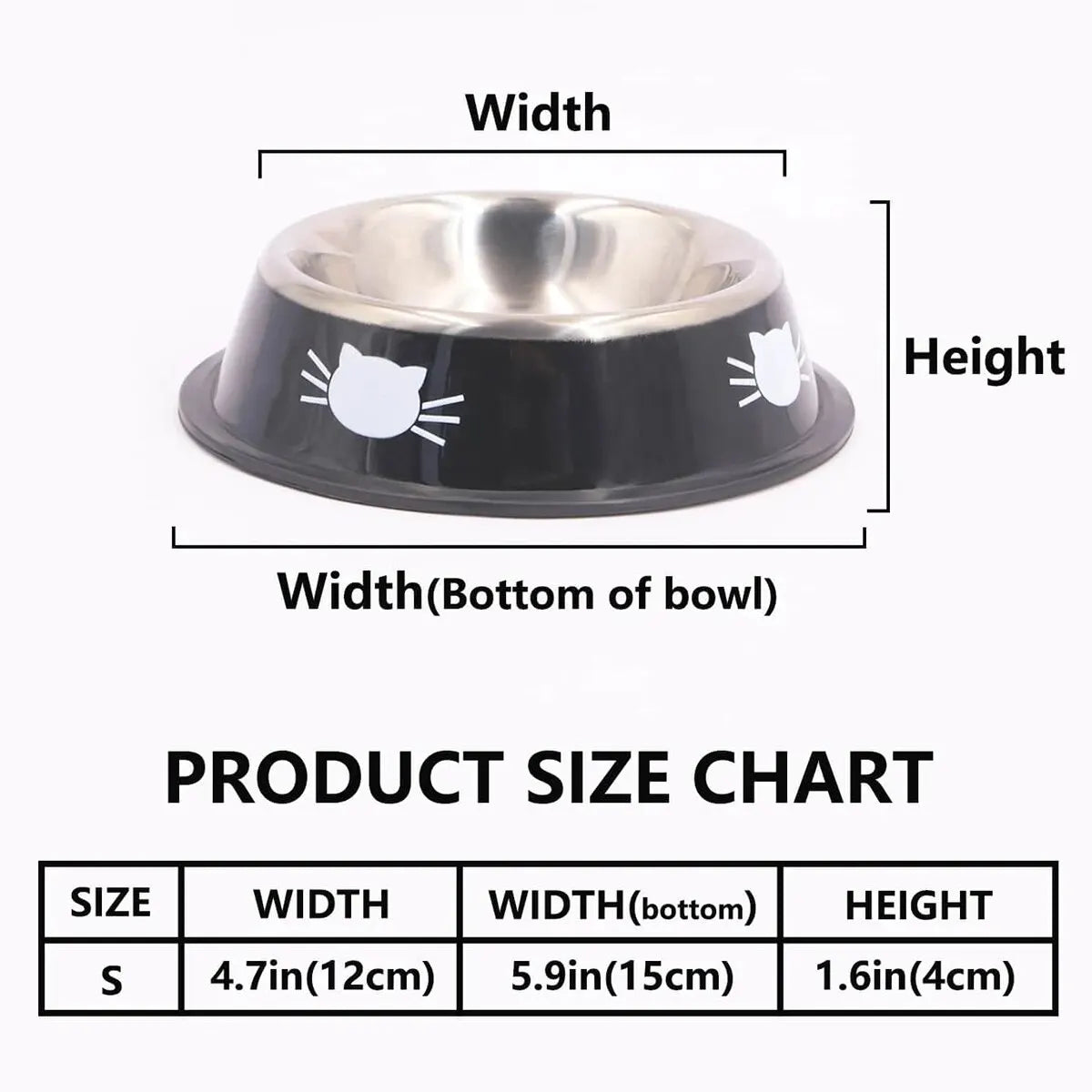 Supet Dog Cat Bowl, Dog Water Bowl with Non-Slip Rubber Base, Metal Insulated Stainless Steel Cat Bowls, Double Wall Cat Bowl Leedoar