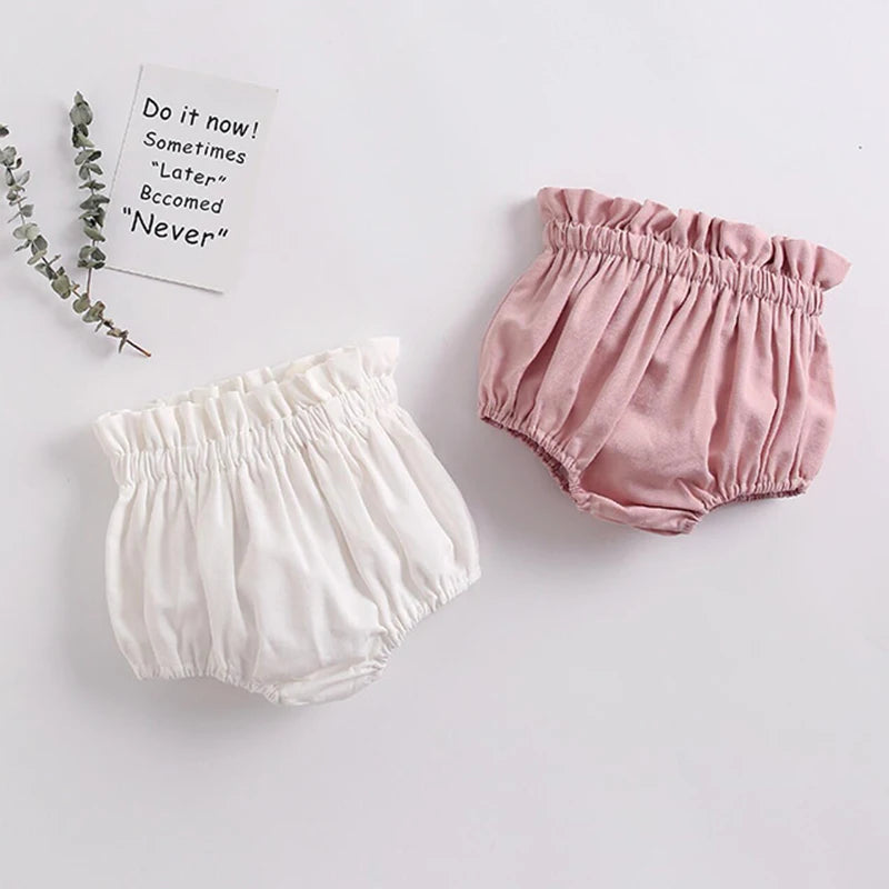 Sweet Candy Color Baby Bloomers Summer Cozy Cotton Infant Baby Shorts for Toddler Girls Clothing Children Short Pants 0-3 Years Leedoar