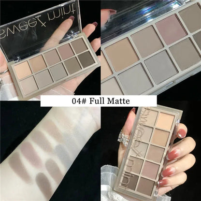 Paleta de sombras de ojos en 10 colores mate con brillo Sweet Mint, sombra de ojos con pigmento brillante y brillo nude, maquillaje de larga duración, cosmético 